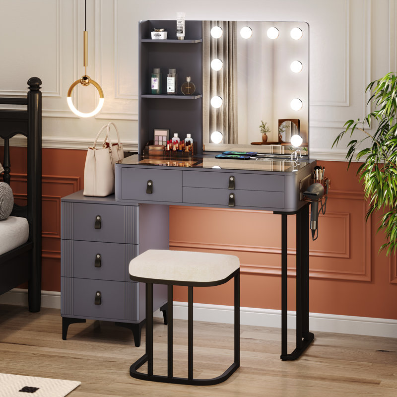 Dressing Table, Grey/Black