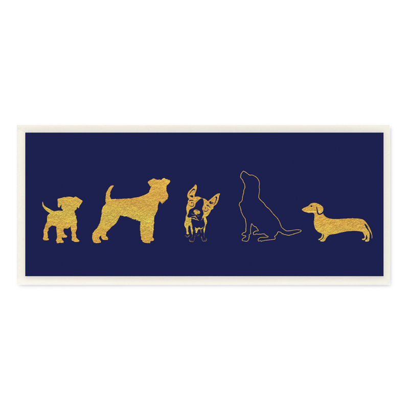 « dog silhouette », art encadré, H 7 po x l 17 po, Plaque
