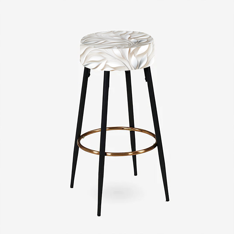 Abstract Silver And White Flowers Pattern - Floral Bar Stools Set Of 2