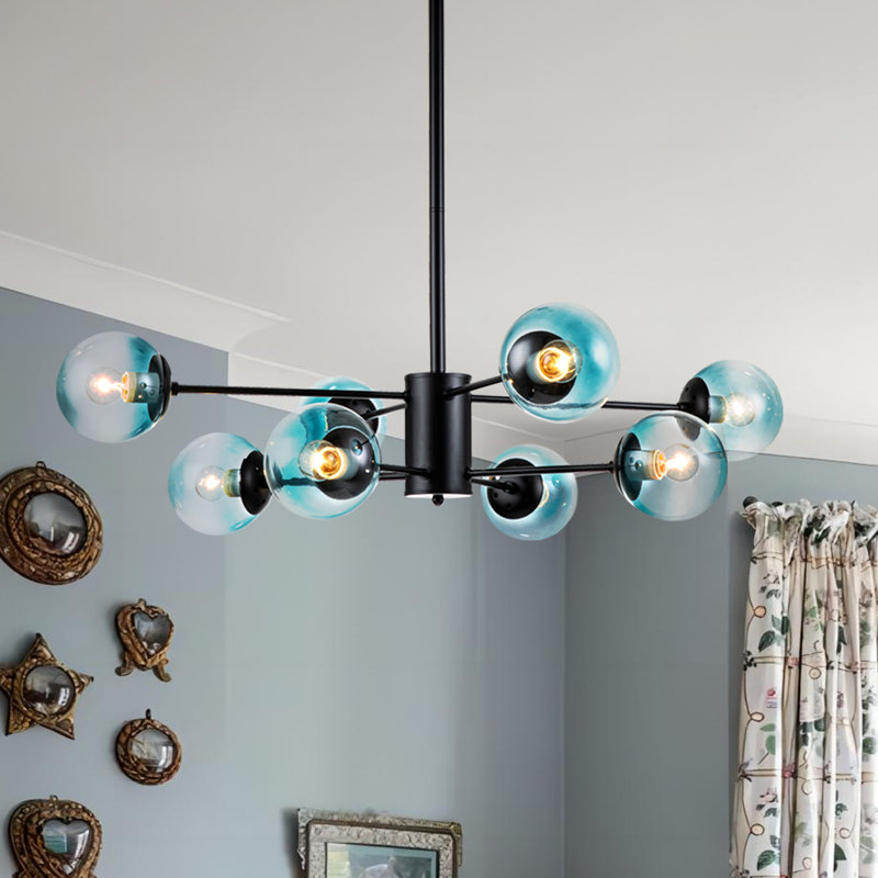 Davesha 8 - Light Dimmable Sputnik Modern Linear Chandelier, Black
