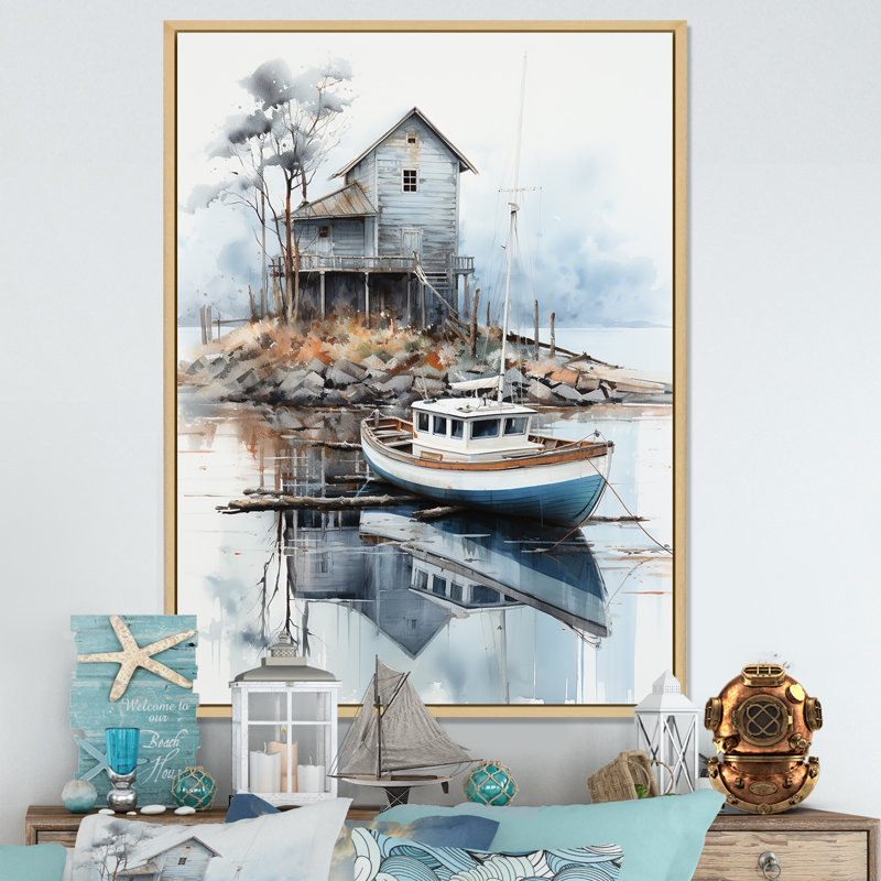 Port maritime Solitude II - impression, H 32 po x l 16 po x P 1 po, Cadre naturel flottant