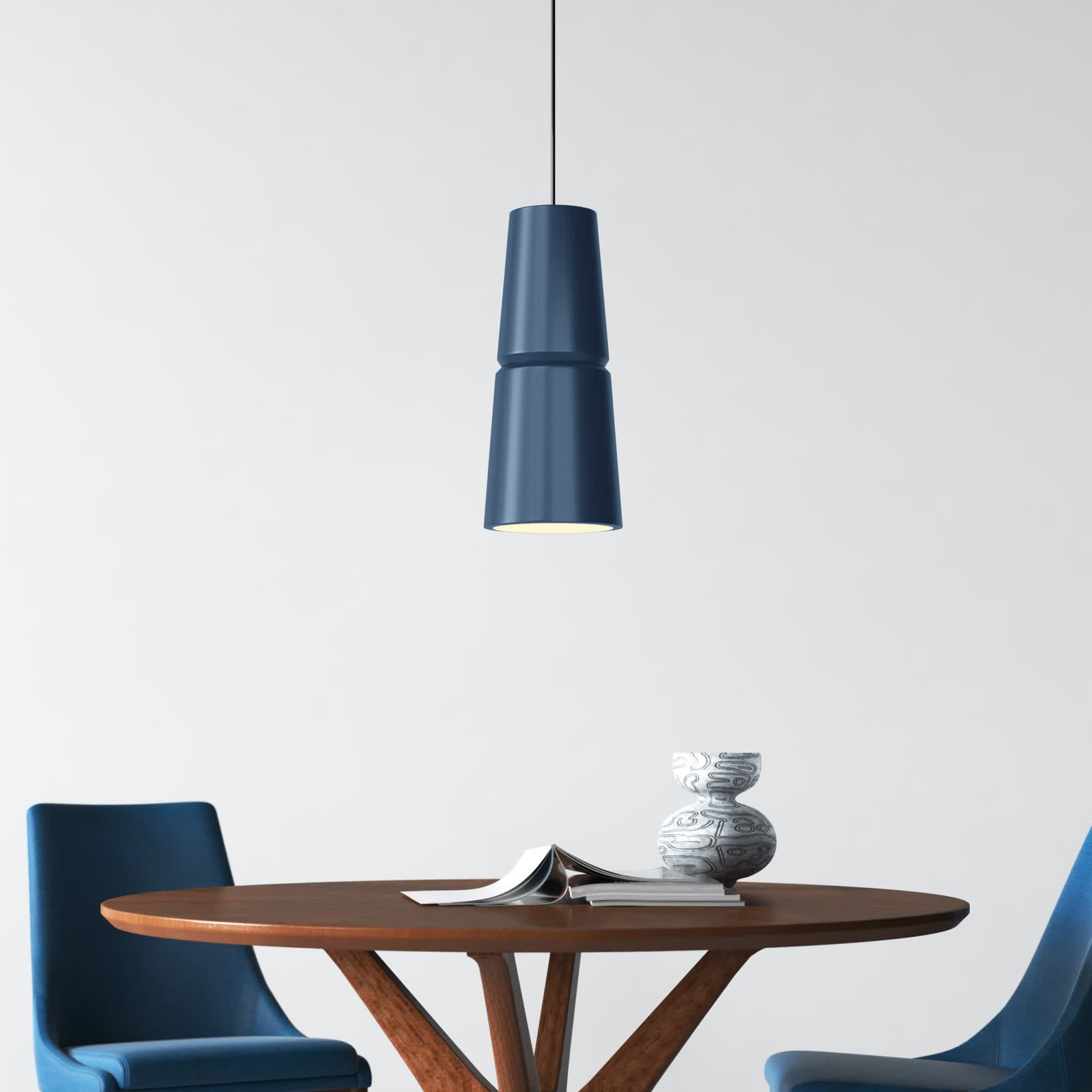 Logan 1 - Light Single Cone Pendant, Matte Black, Midnight Sky, 13.5" H x 6" W x 6" D