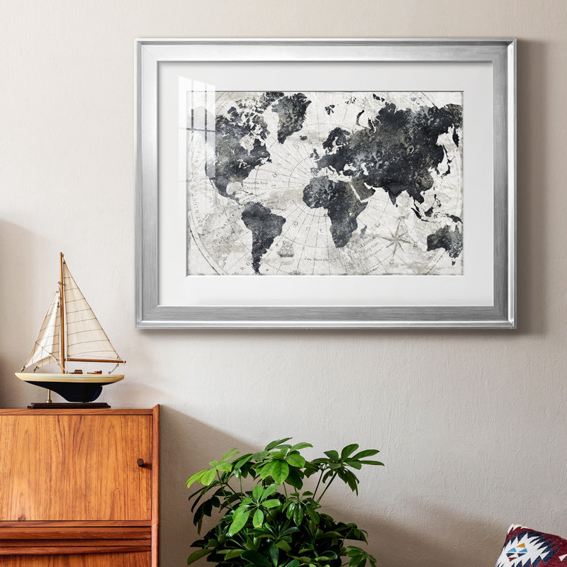 «Modern Atlas», impression encadrée, Cadre argenté, H 22,5 po x l 30,5 po x P 1,5 po