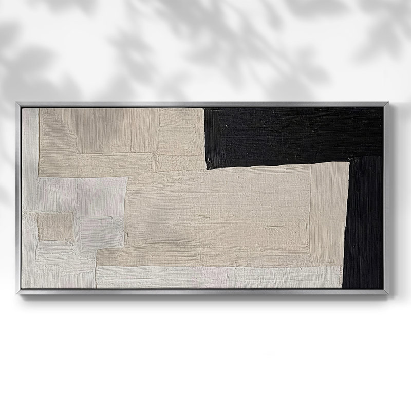 Série abstraite-DCXLI- Toile tendue avec châssis tendue, prête à être accrochée, Argent argent, H 21 po x l 41 po