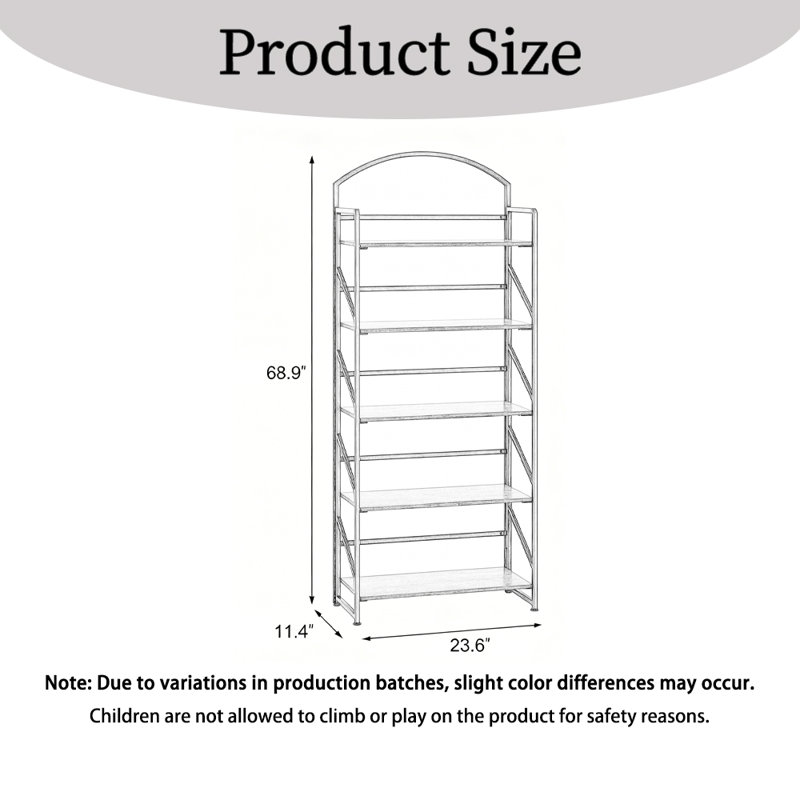 Arched Bookshelf, 5 Tier Folding Bookcase Storage Organizer, No Assembly Book Shelf, White/Gold