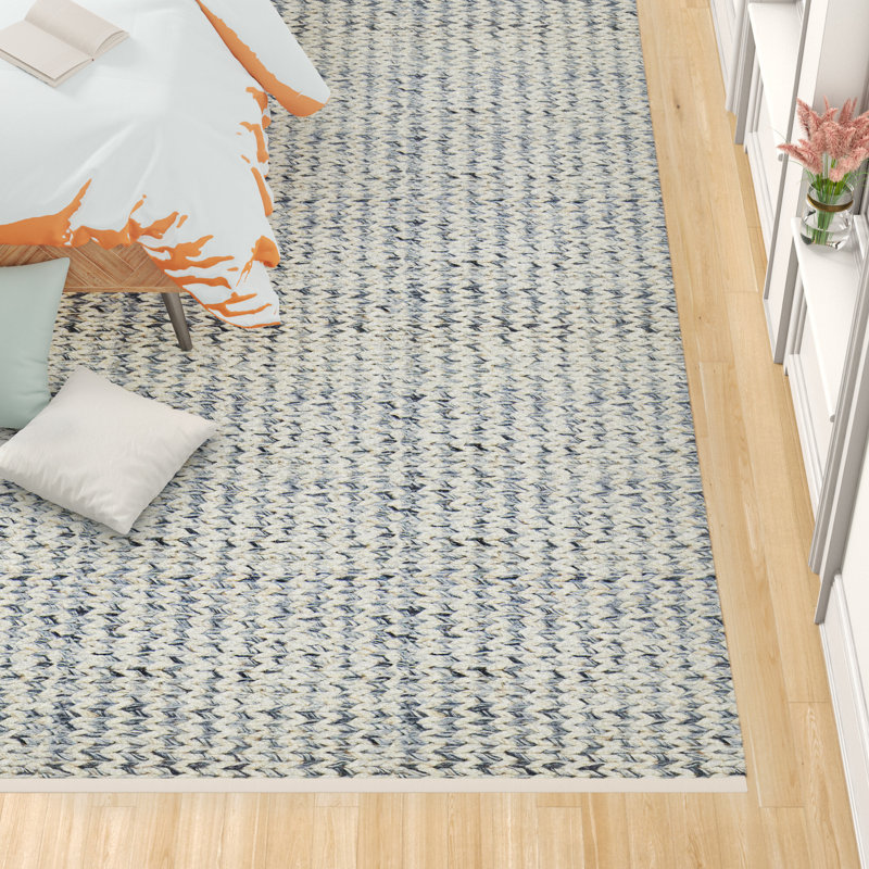Tapis gris en laine noué à la main Stanford, Rectangle 5 pi x 8 pi