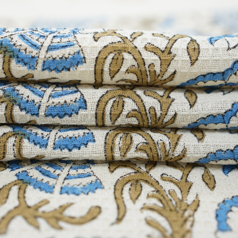 Floral Hand Block Print Cotton Waffle Weave Towels from Dakota Fields 17X32 High-Quality, Soft & Absorbent for Your Home "Vasundhra", Blue