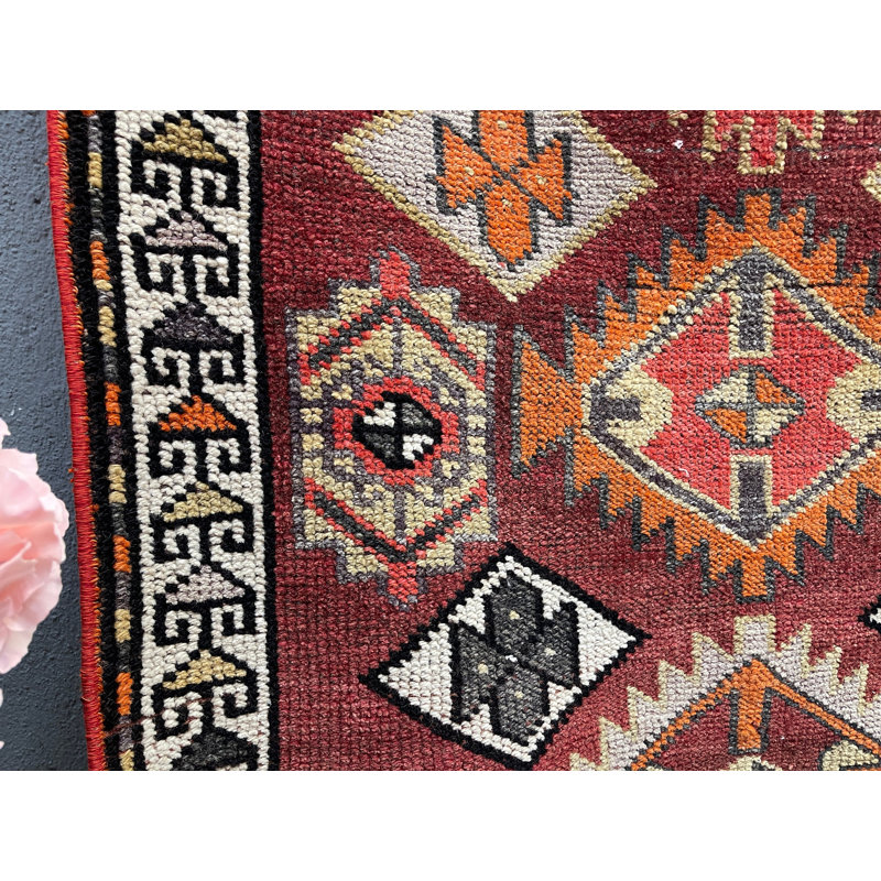 Tapis traditionnel rouge 33,5 x 145,7 pouces
