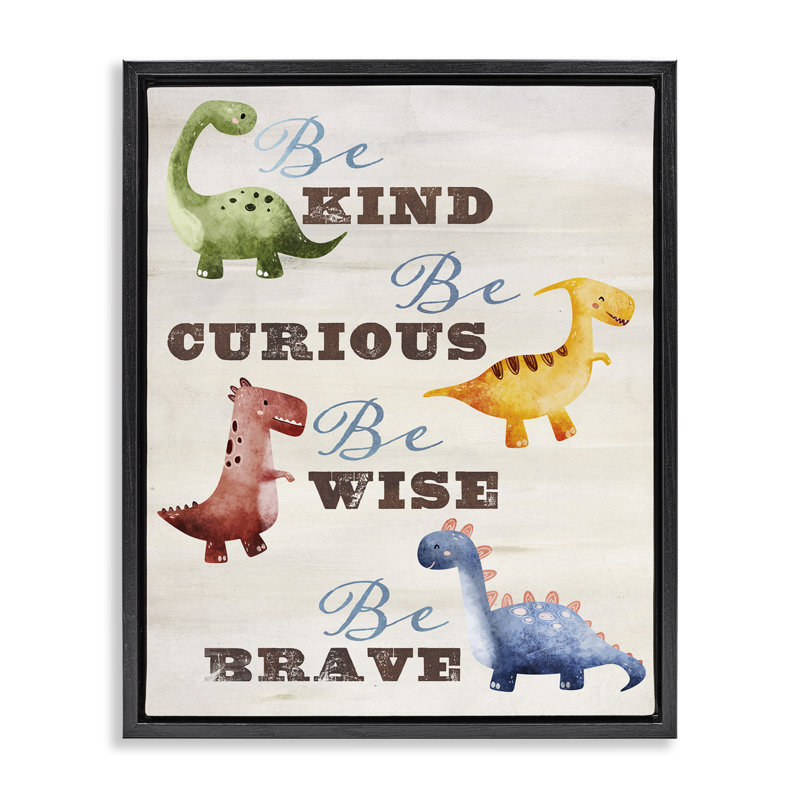 Kind Curious Wise Dinosaurs, Cadre flottant noir de jais, H 21 po x l 17 po