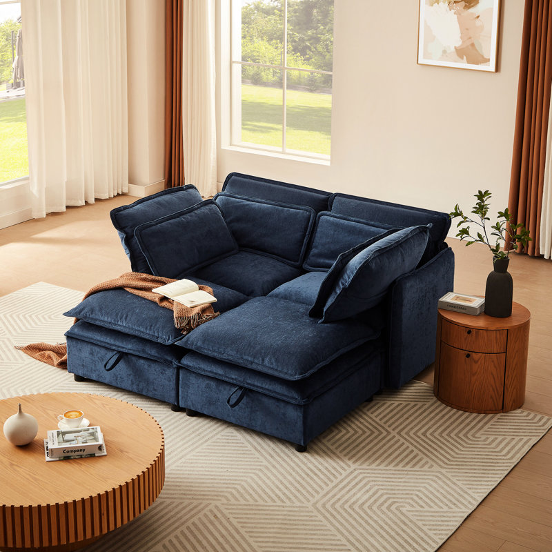 Ustyle 4 avec coussins à double couche et rangement pratique - espace pratique bleu foncé, Bleu très foncé