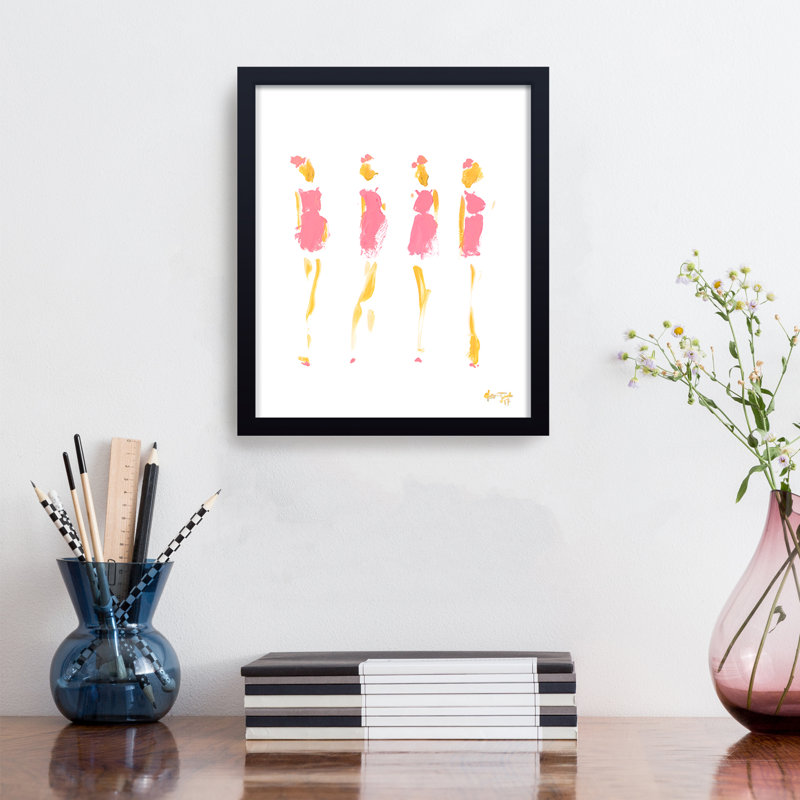 Pop Art & Retro Prim in Pink par Chauncey Jacks - Œuvre encadrée , H 30 po x l 24 po, Framed Print, Black
