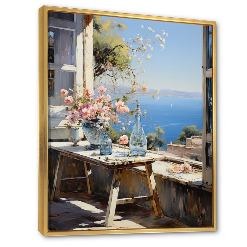Nautique et plage, impressions sur toile, Cadre flottant doré, H 32 po x l 16 po x P 1 po
