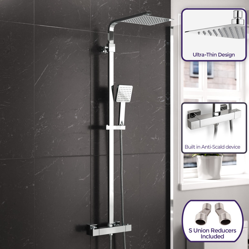 Culler Thermostatic Shower with Dual Shower Head, Silver