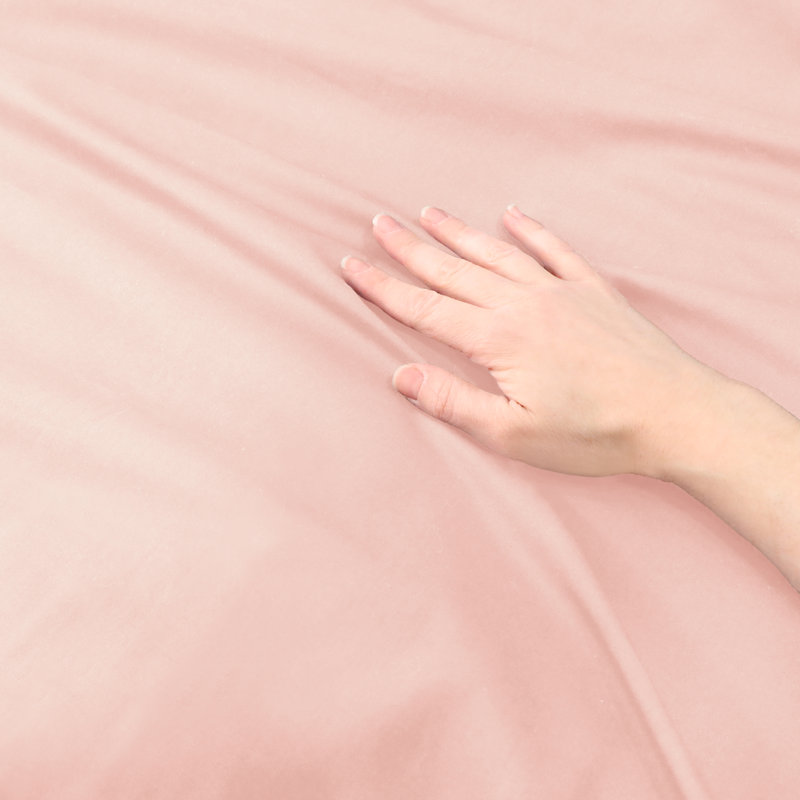 Ensemble de housse de couette 100% coton 300 fils 300 fils, Housse de couette simple + 1 taie décorative, Rosé