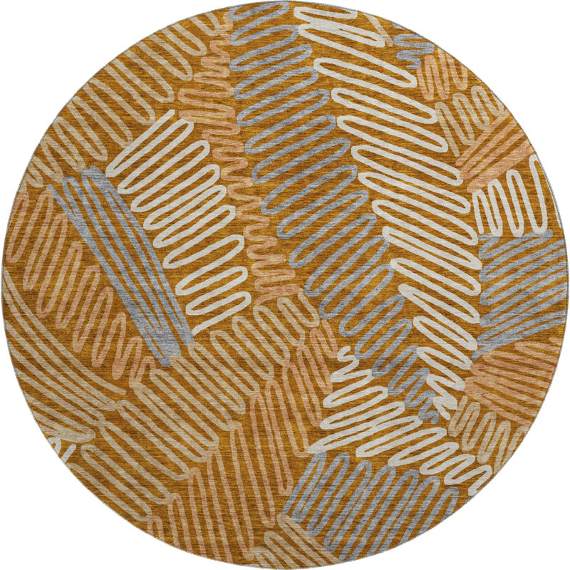 Premium Machine Washable Prisco Paprika Rug, Round 8'