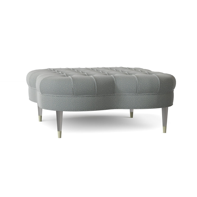Shamrock Upholstered Ottoman, Maya Cyan