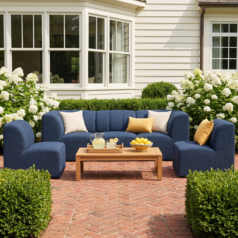 Eliana Sunbrella Outdoor Patio Secional Seating, Sunbrella Spectrum Indigo