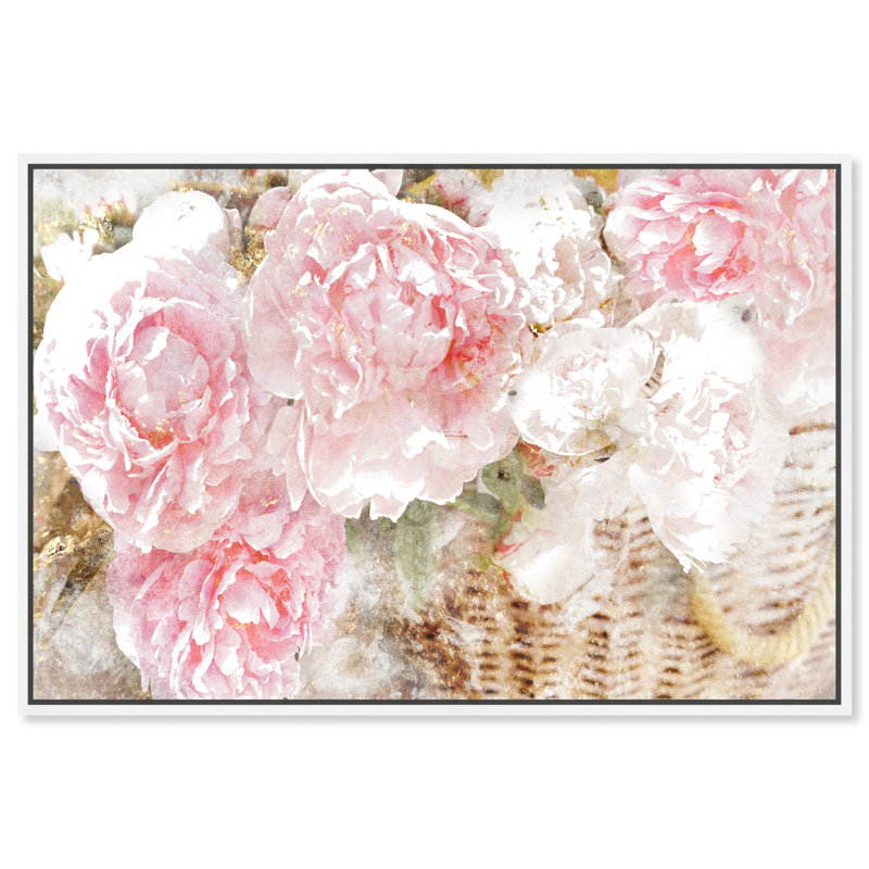 « basket o roses » par oliver gal, impression, H 10 po x l 15 po, Cadre blanc