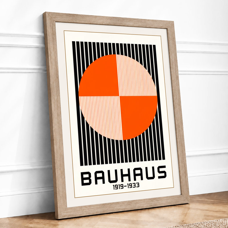 Bauhaus Circle Geometric - Framed Print, A4 - 29.7 x 21.0 cm, Oak