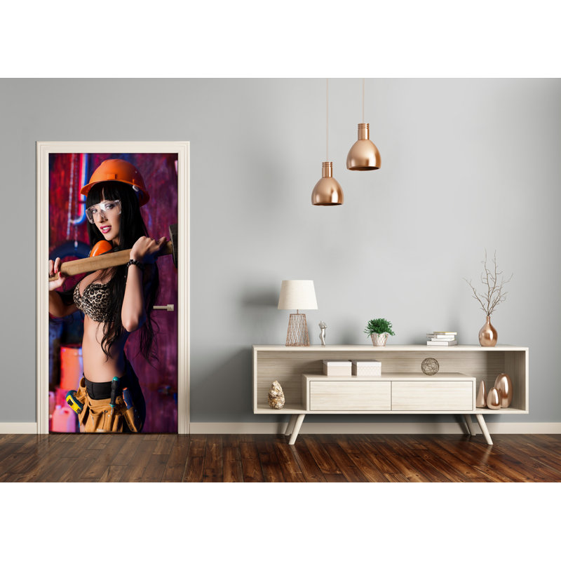 Female Laborer Door Decal