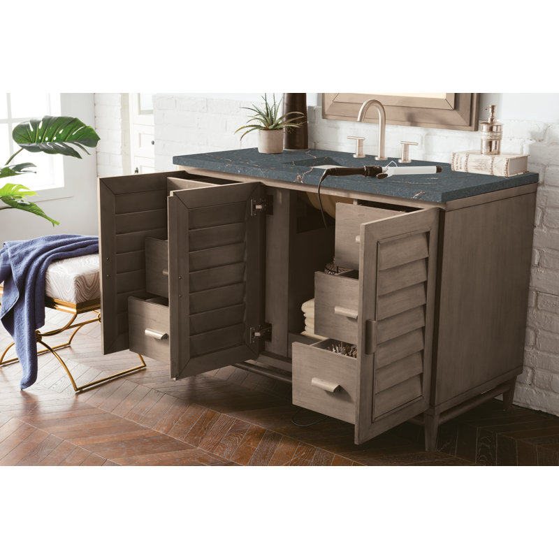 Portland 48'' W Single Vanity, Parisien Bleu, Whitewashed Walnut, 8" Widespread