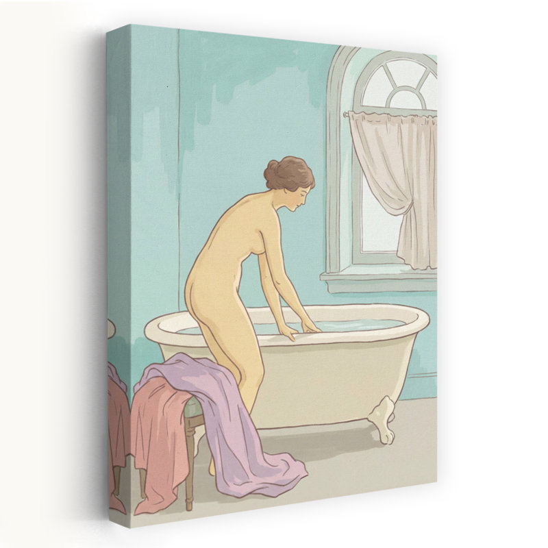 «Bathing Day», art mural contemporain abstrait, H 60 po x l 40 po