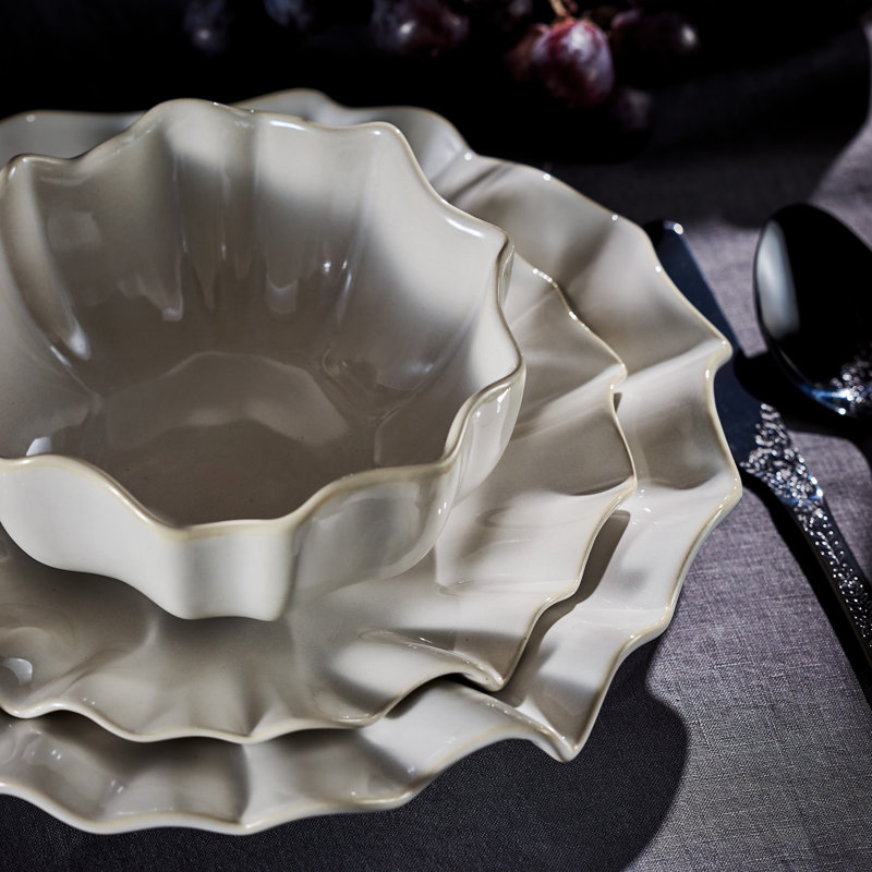 Lotus 12-Piece Dinnerware Set Stoneware