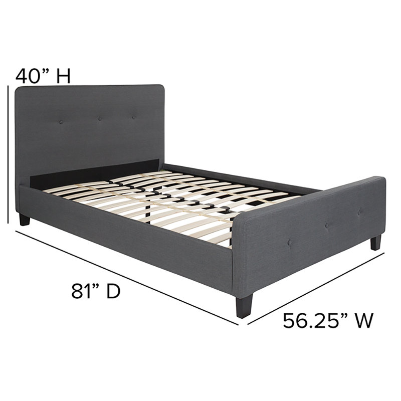 Upholstered Panel Bed, Dark Gray, Queen