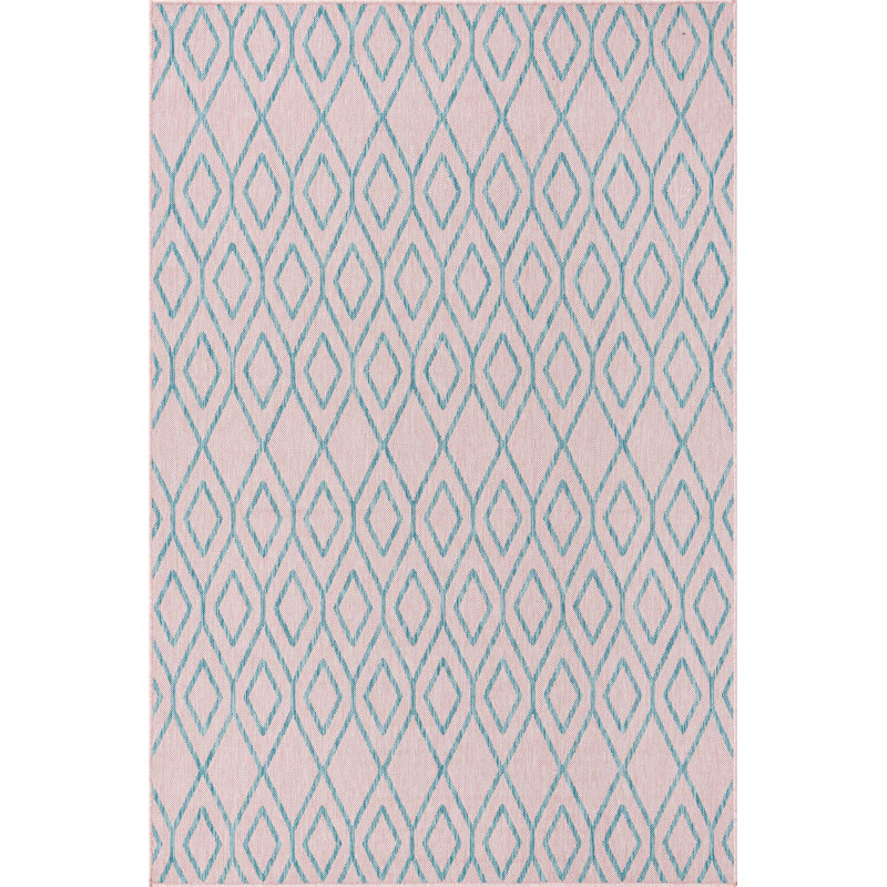 Outdoor Destiny Area Rug Pink Color, Rectangle 7' x 10'