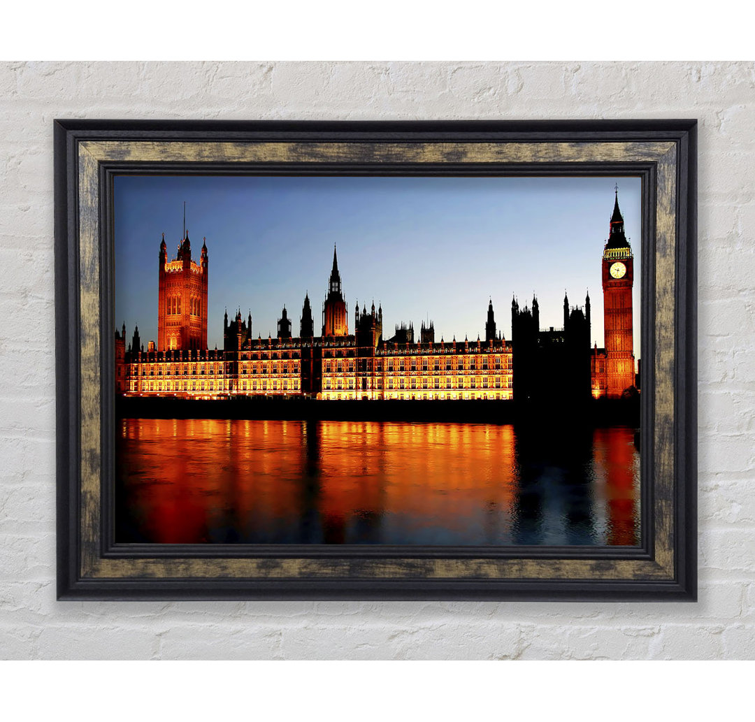 London Houses Of Parliament Reflections - Einzelner Bilderrahmen Kunstdrucke