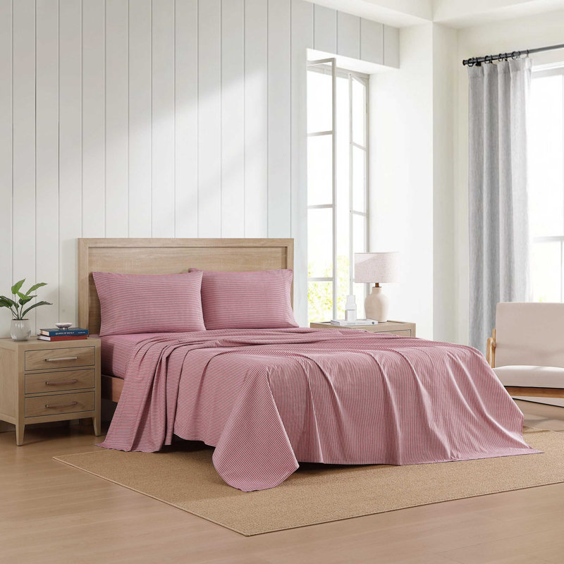 Ensemble de draps en coton percale Tommy Hilfiger, Ensemble de draps pour très grand lit avec 2 taie