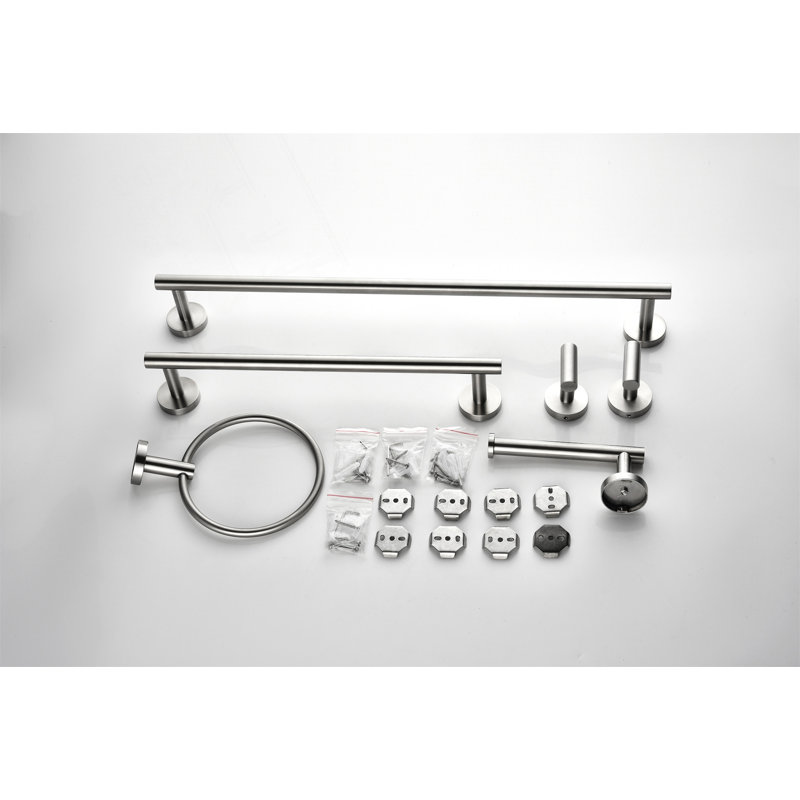 Ensemble de porte-serviettes de salle de bain en acier inoxydable 6 pièces, Nickel brossé