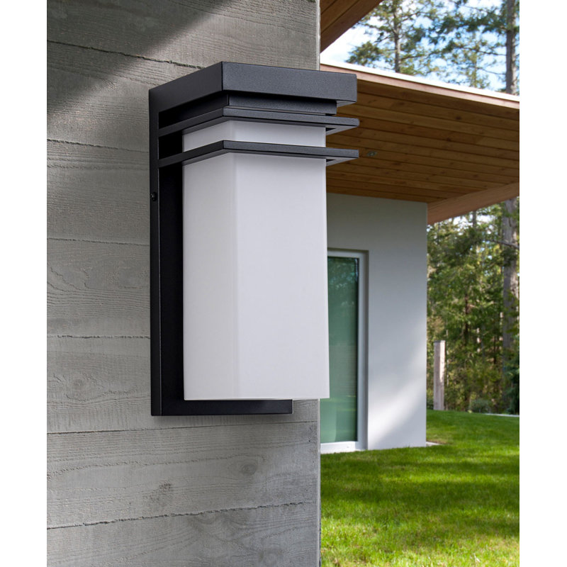Ensemble de 12 appliques murales d'extérieur 12 po avec verre givré blanc, douille E26, Black No Sensor, Paquet de 1
