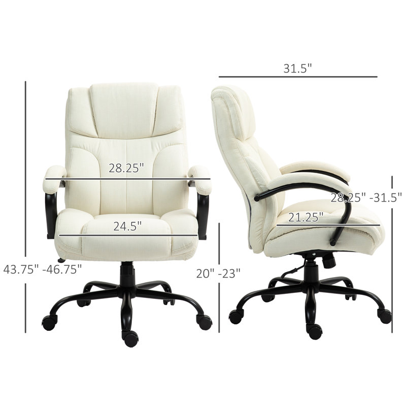 Grande et haute chaise de bureau Vinsetto, Blanc, crème