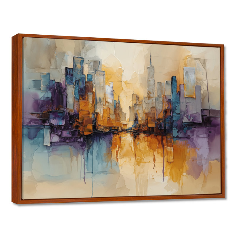 Nyel - Abstract Wall Art, 30" H x 40" W, Brown, Floater Framed