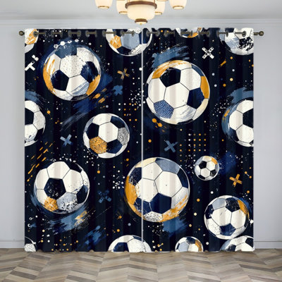 2 pièces rideaux occultants à imprimé football pour salon, chambre à coucher, coupe du monde de soccer, décoration de fenêtre sur le thème du sport, décoration pour garçons, cadeaux uniques, coupe du monde de football
