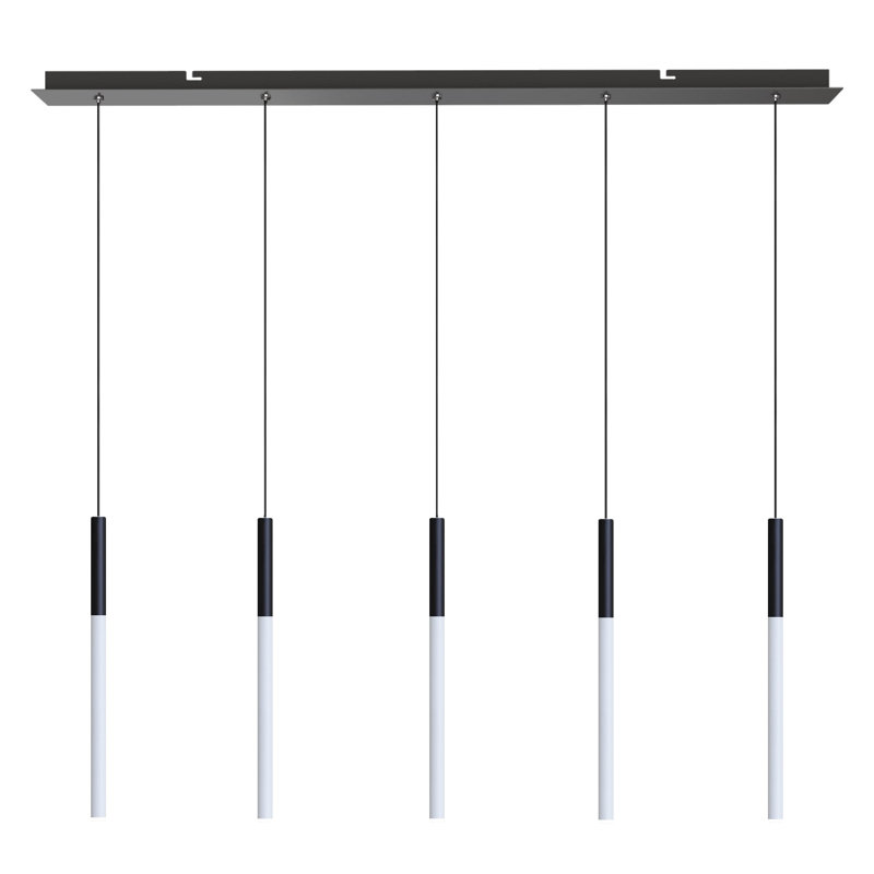 Luminaire suspendu cylindrique à DEL 5 lumières pour îlot de cuisine Baileyton, Dessus noir / blanc