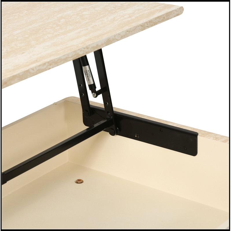 Plateau relevable avec rangement caché Frederica, Beige / jaune