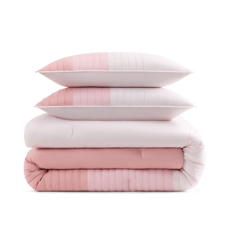 GAIAM Microfiber Soft & Lightweight Percale Comforter Set, Twin Comforter + 2 Shams, Pink