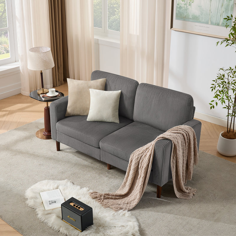  65" Classic Loveseat, Gray Corduroy 