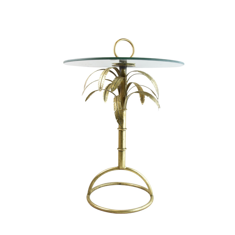 Exann Glass Top Pedestal End Table