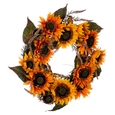 Faux Sunflower Polyester 24'' Wreath