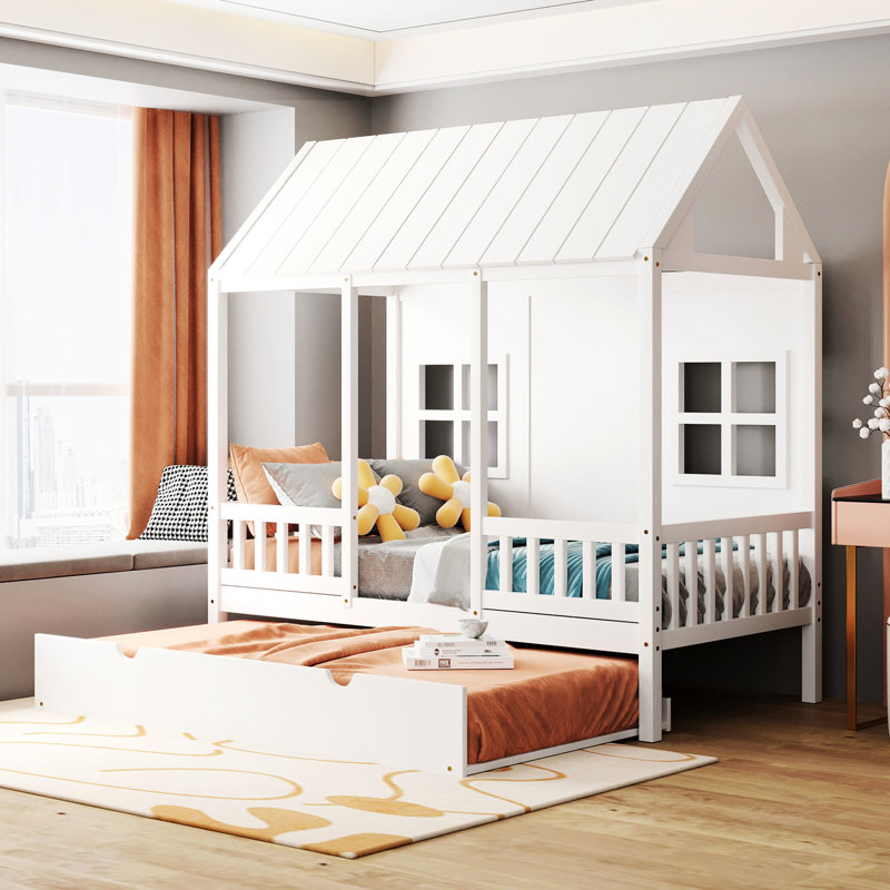 White Twin Size Wooden Daybed With Trundle - Playful And Stylish
