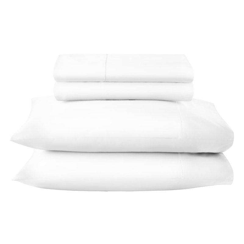 Draps 100% coton biologique pour lit simple - Draps certifiés biologiques GOTS avec une densité de tissage de 500 fils et un tissage en satin de coton douillet à chaque lavage - Ensemble de luxe 3 pièces (blanc, simple)