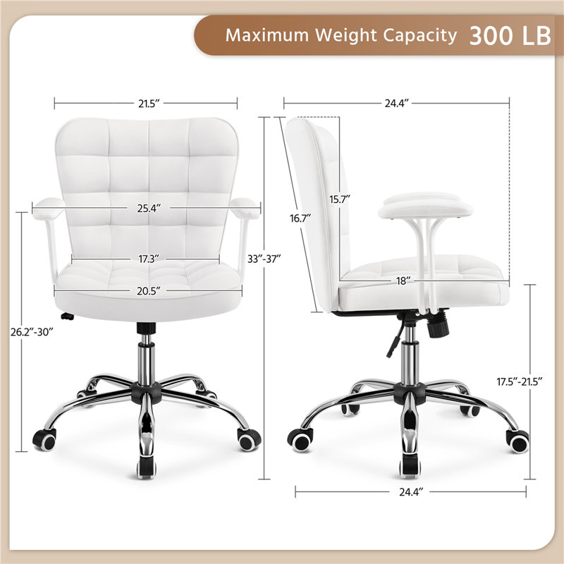 Karragh Upholstered Task Chair with Removable Arm, White