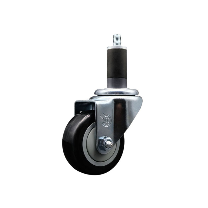 3 Inch Black Poly Wheel Swivel 1-1/4 Inch Expanding Stem Caster SCC