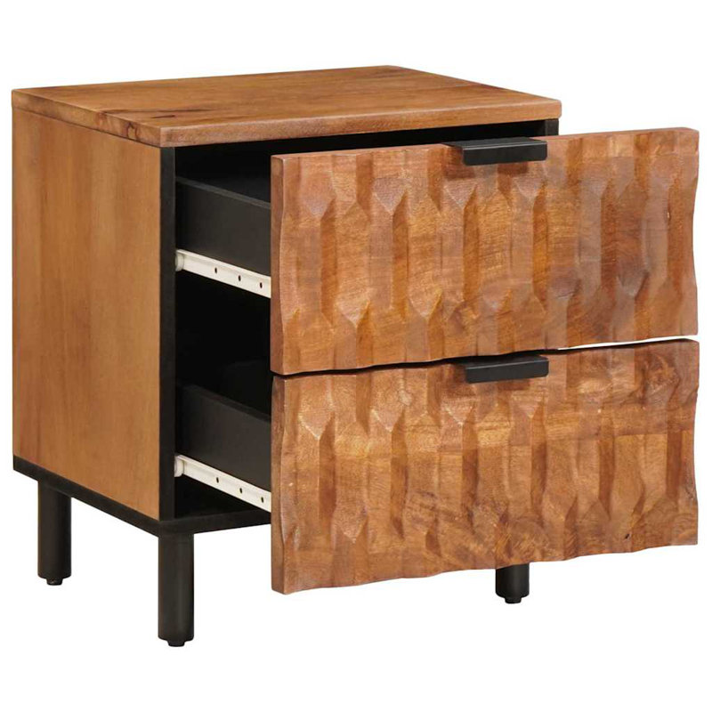 40cm W Solid Wood Bedside Table, Brown