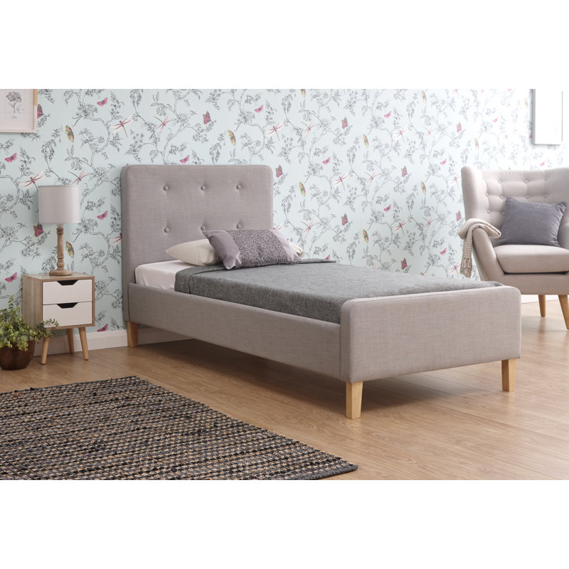 Elinor Upholstered Bed, Single (3'), Light Grey