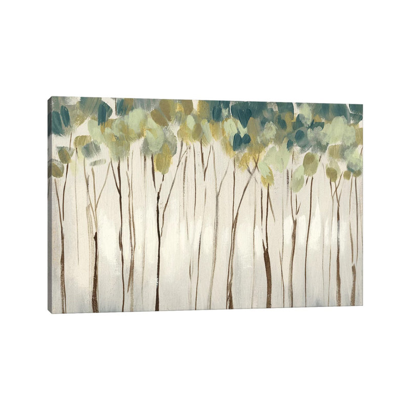 Viridian Treeline I by Jennifer Goldberger - Wrapped Canvas Painting, 20.32 cm H x 30.48 cm W