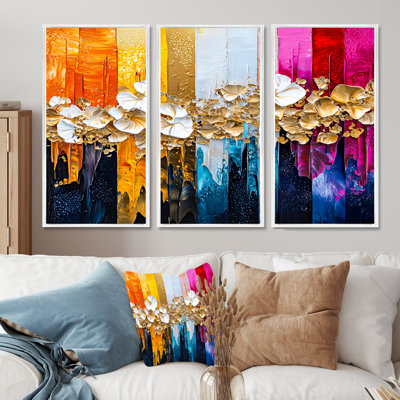 Abstract Botanical Rainbow Of Flowers II - Abstract Botanicals Wall Art Set